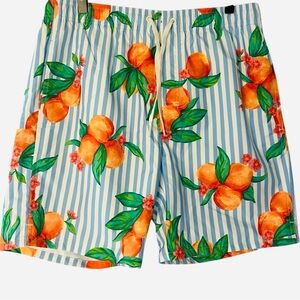 Men’s Striped Orange Peach Swim Shorts Size M NEW